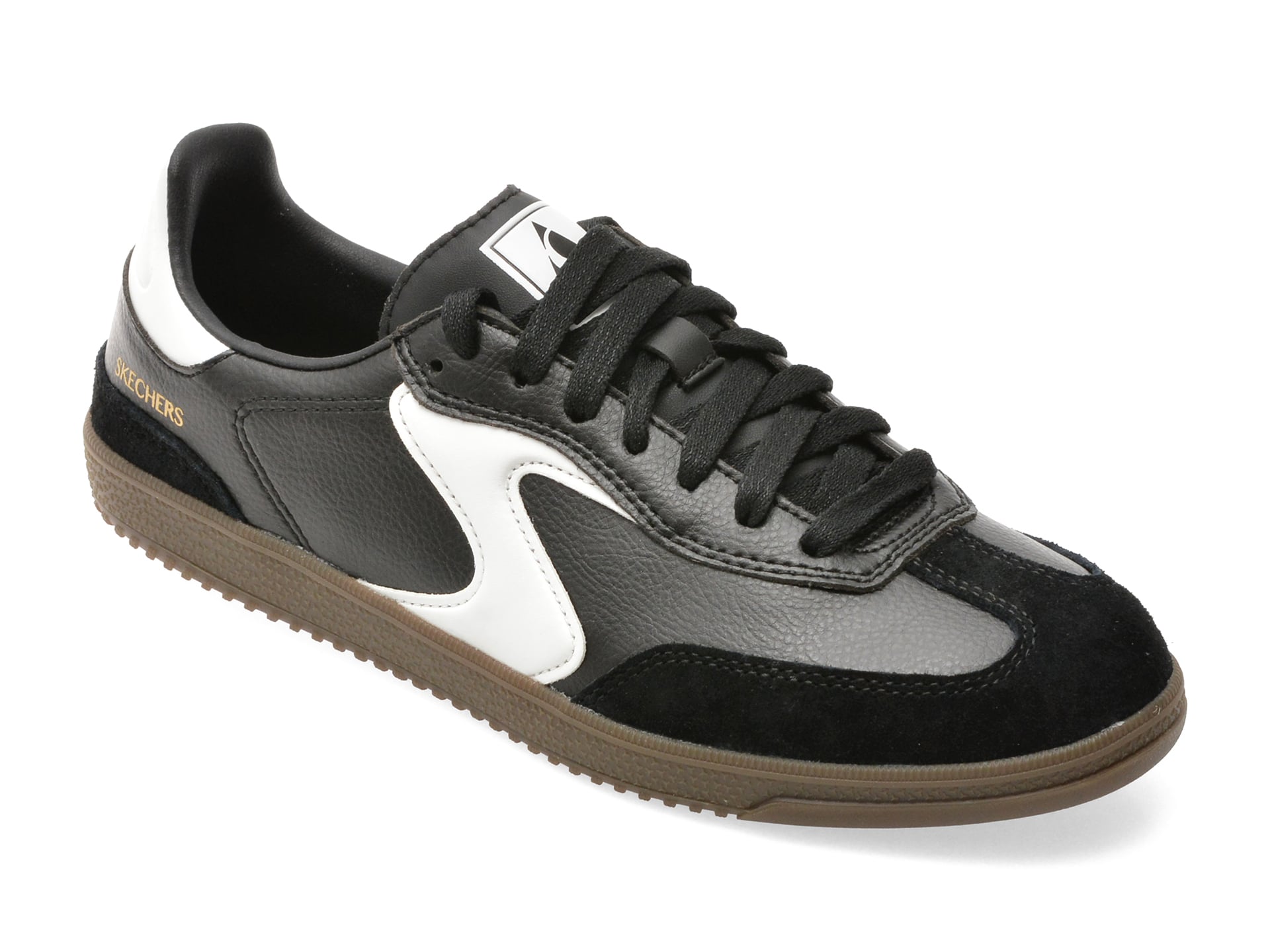 Pantofi sport SKECHERS alb-negru, HOTSHOT, din piele naturala