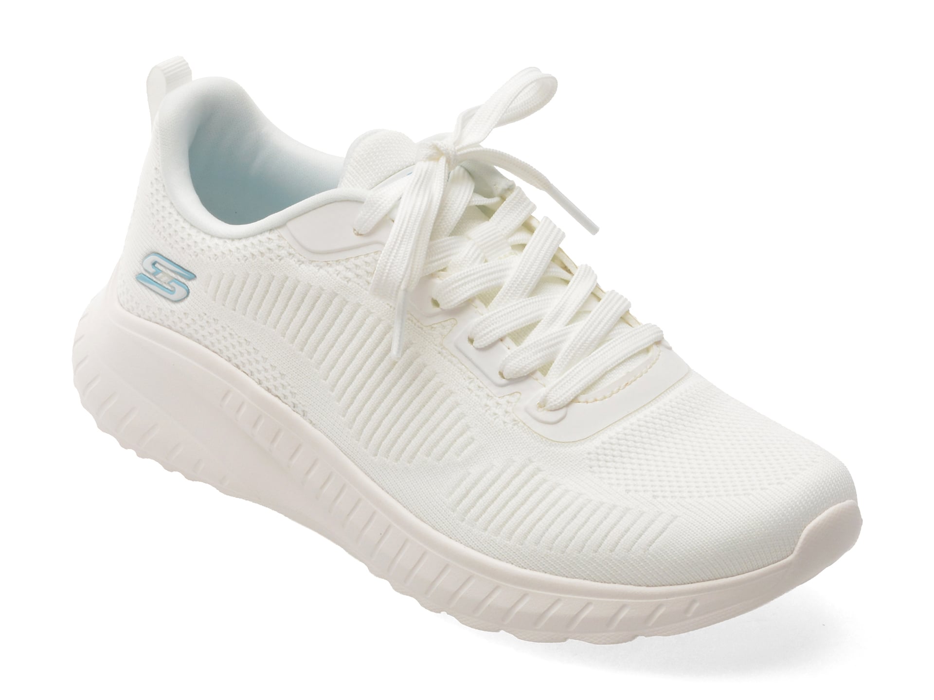 Pantofi sport SKECHERS albi, BOBS SQUAD CHAOS, din material textil