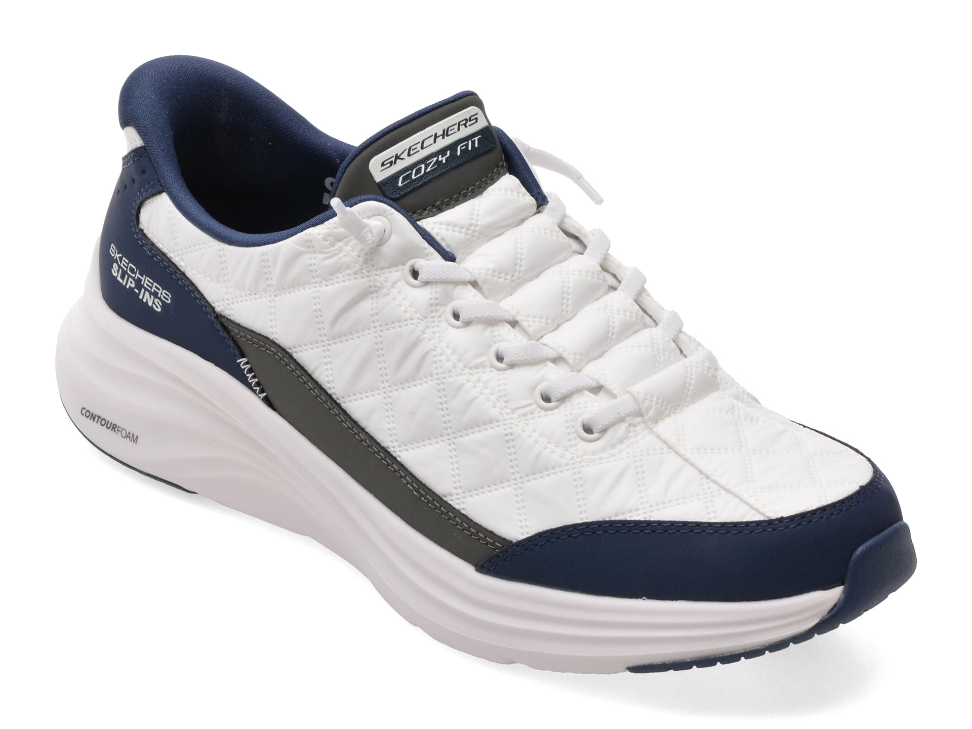 Pantofi sport SKECHERS albi, CONTOUR FOAM , din material textil