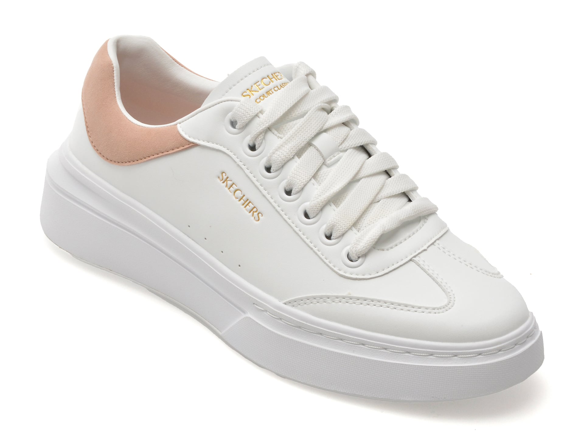 Pantofi sport SKECHERS albi, CORDOVA CLASSIC, din piele ecologica