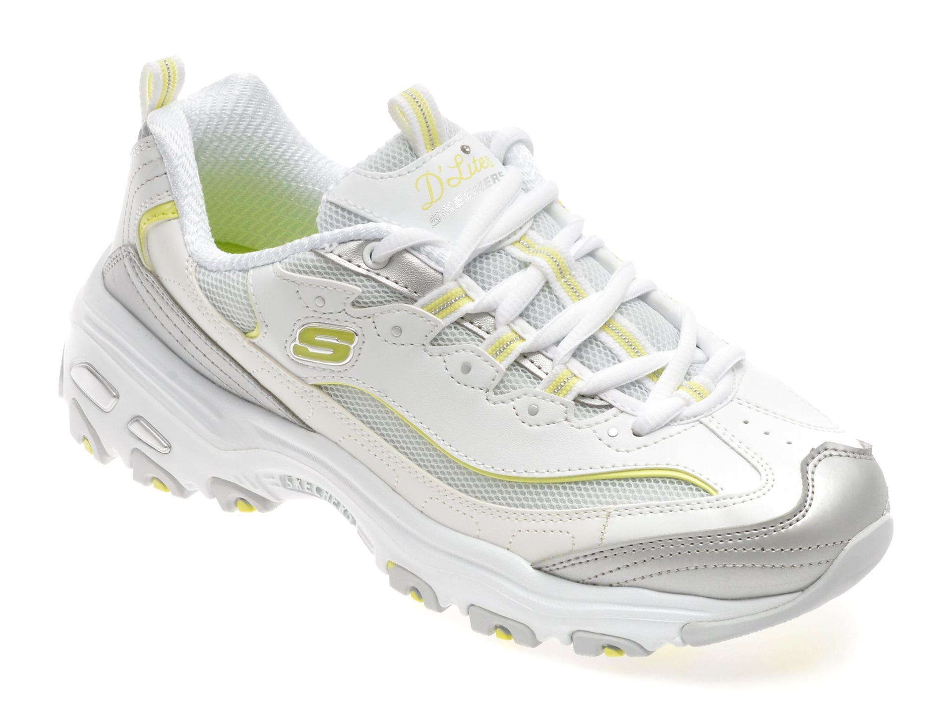 Pantofi sport SKECHERS albi, D LITES, din piele ecologica