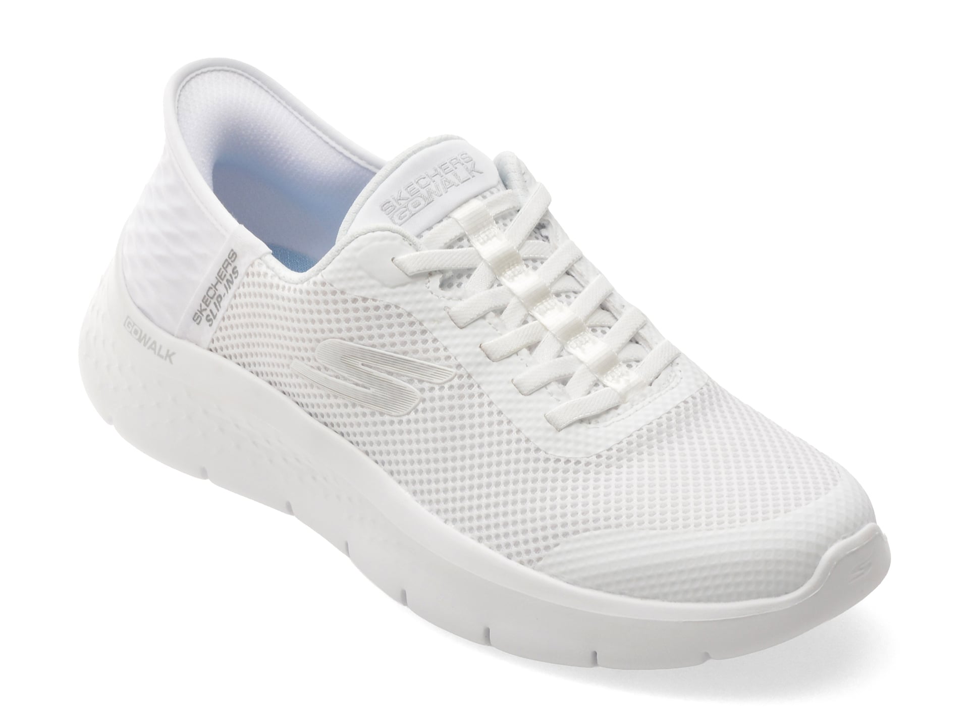 Pantofi sport SKECHERS albi, GO WALK FLEX, din material textil