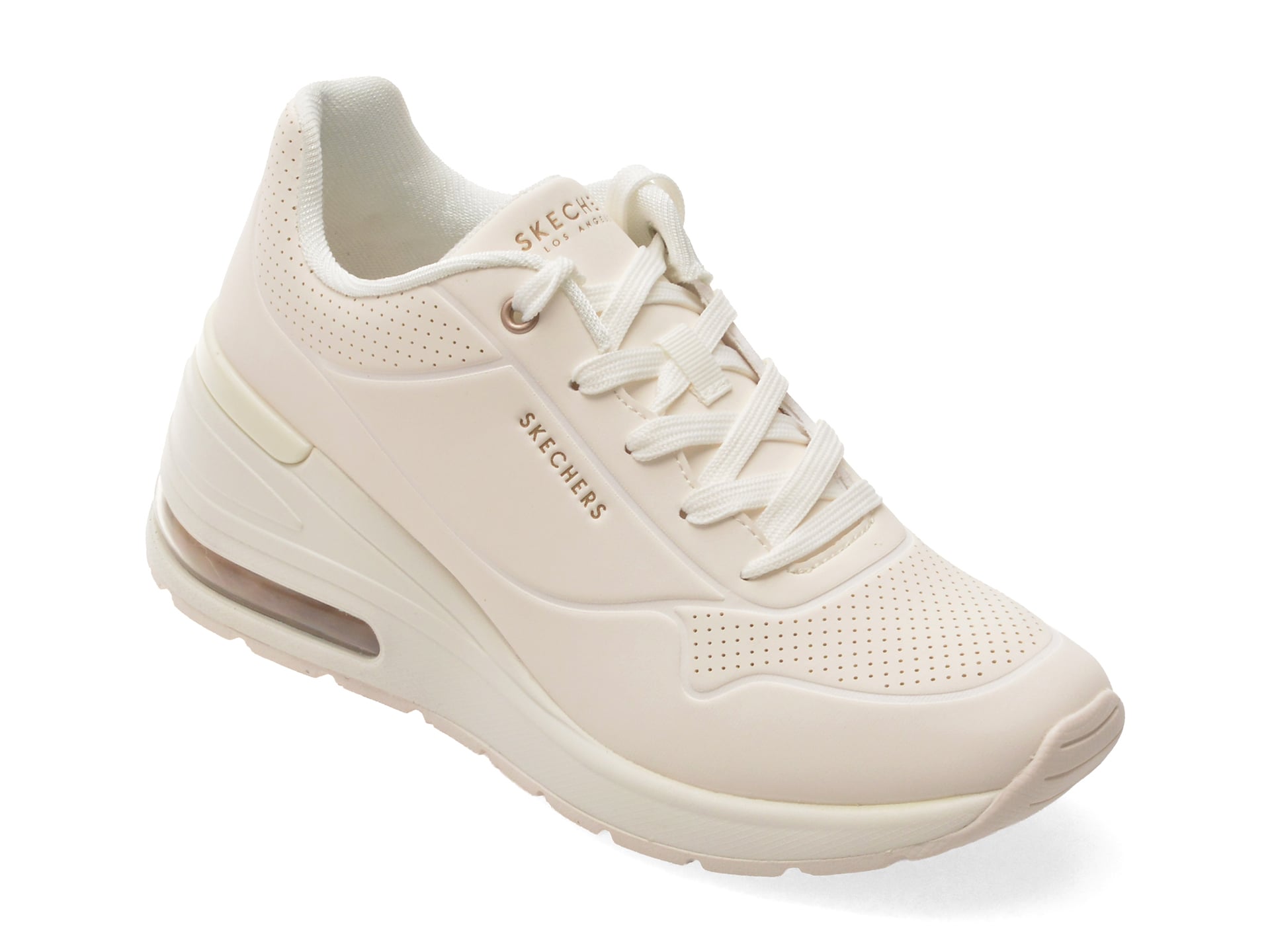 Pantofi sport SKECHERS albi, MILLION AIR, din piele ecologica