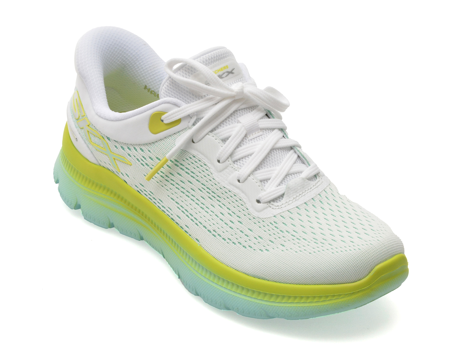 Pantofi sport SKECHERS albi, SUMMITS PLUS, din material textil