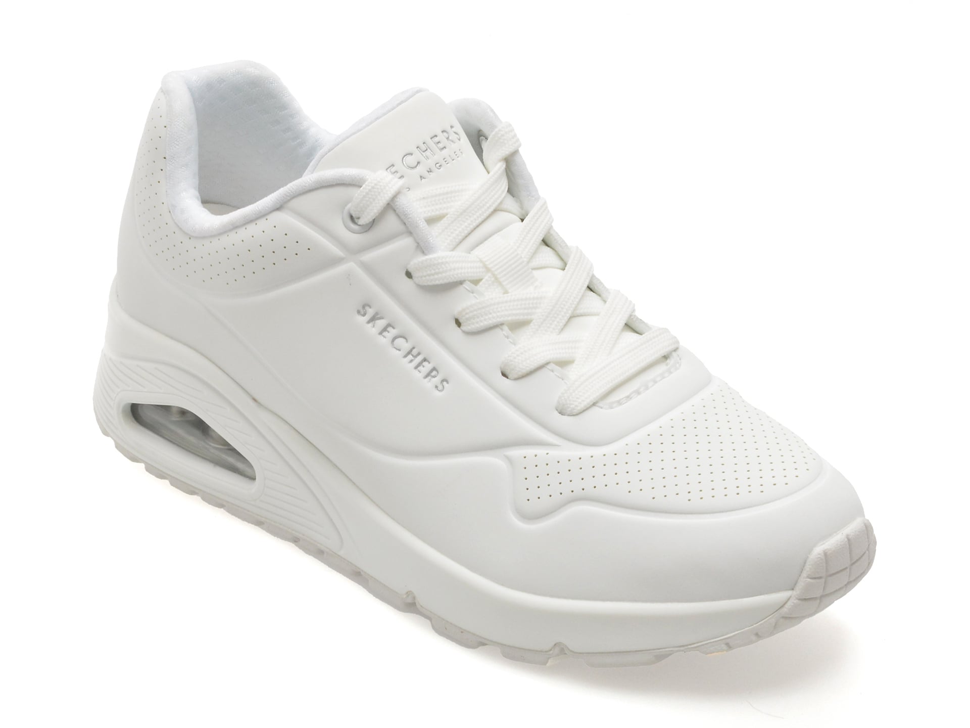 Pantofi sport SKECHERS albi, UNO, din piele ecologica