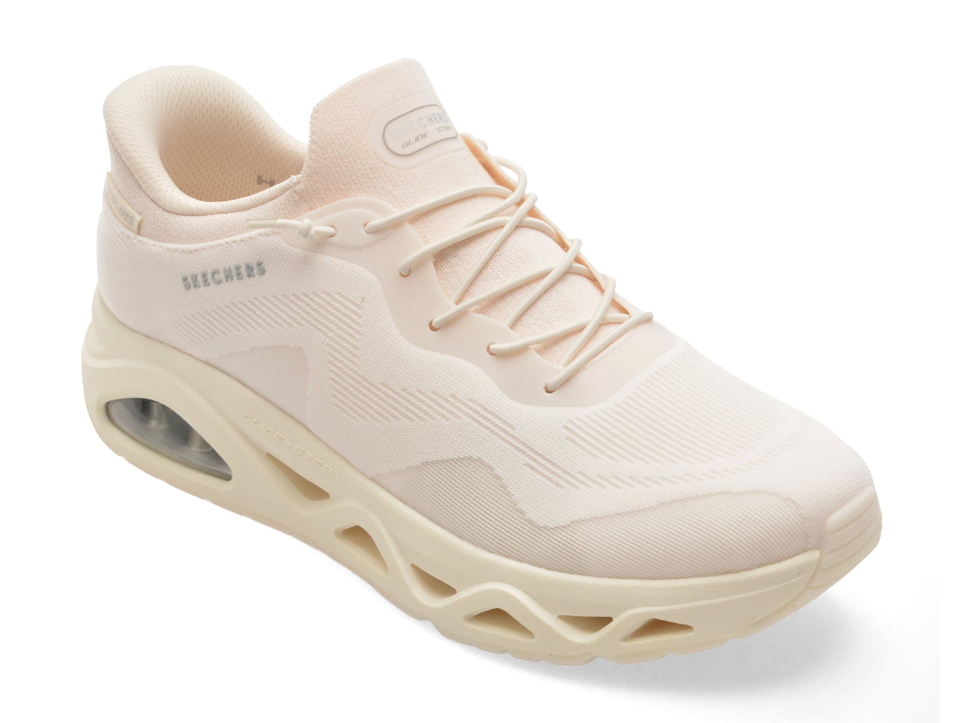 Pantofi sport SKECHERS albi, UNO GLIDE-STEP, din material textil