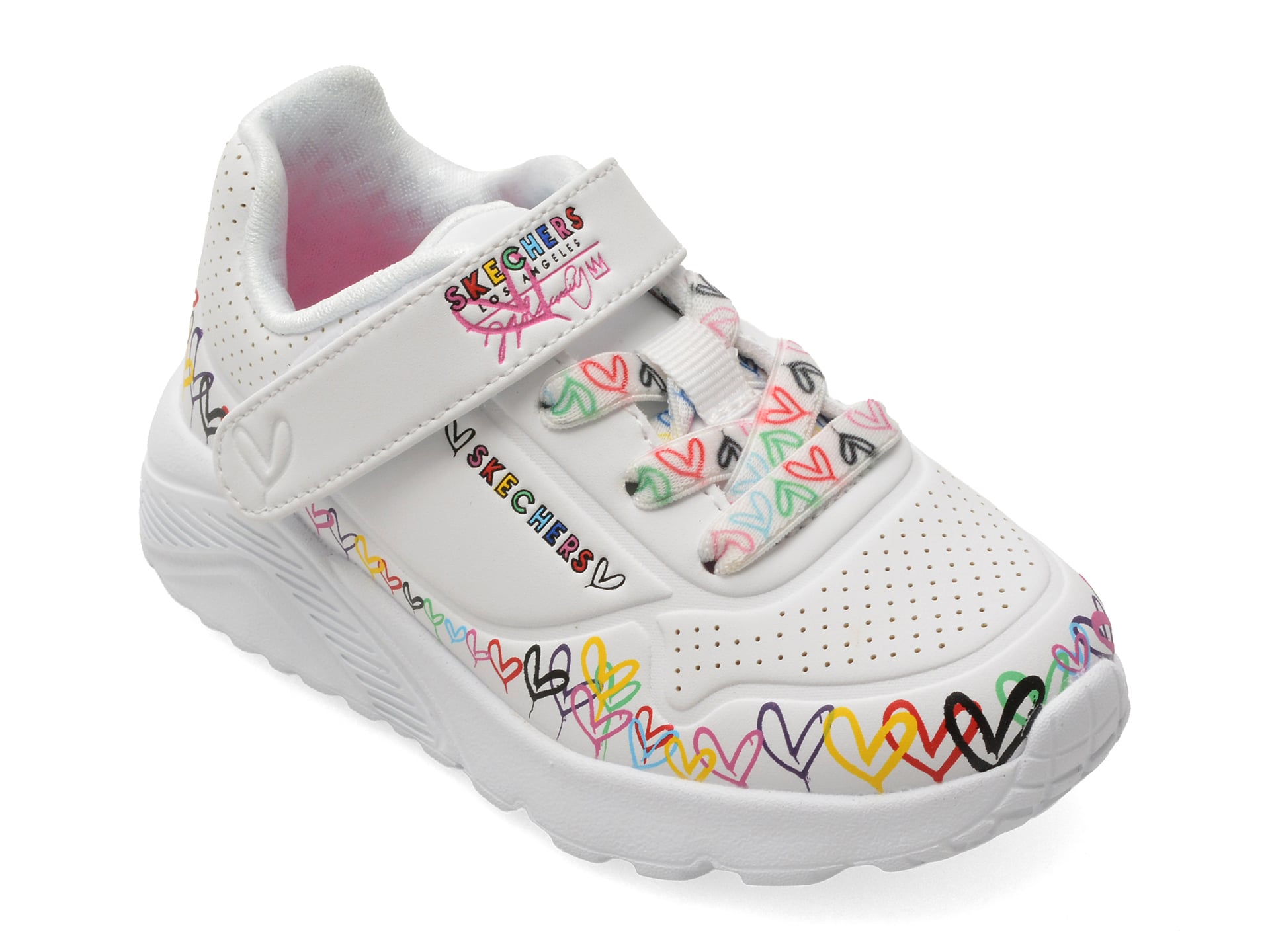 Pantofi sport SKECHERS albi, UNO LITE, din piele ecologica