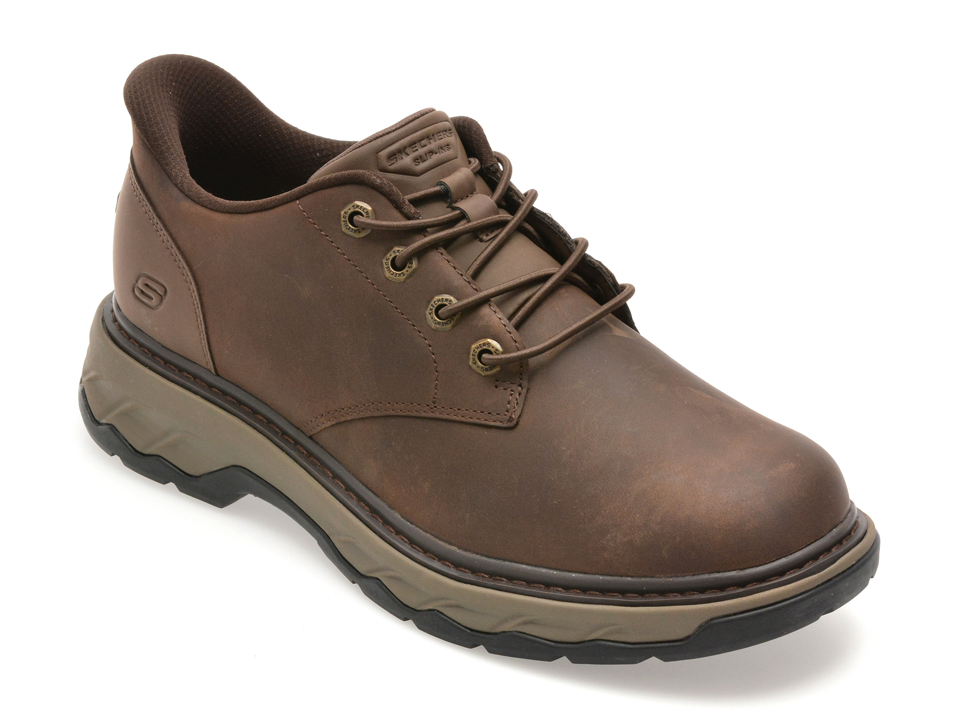 Pantofi sport SKECHERS maro, LOCKETT, din piele naturala