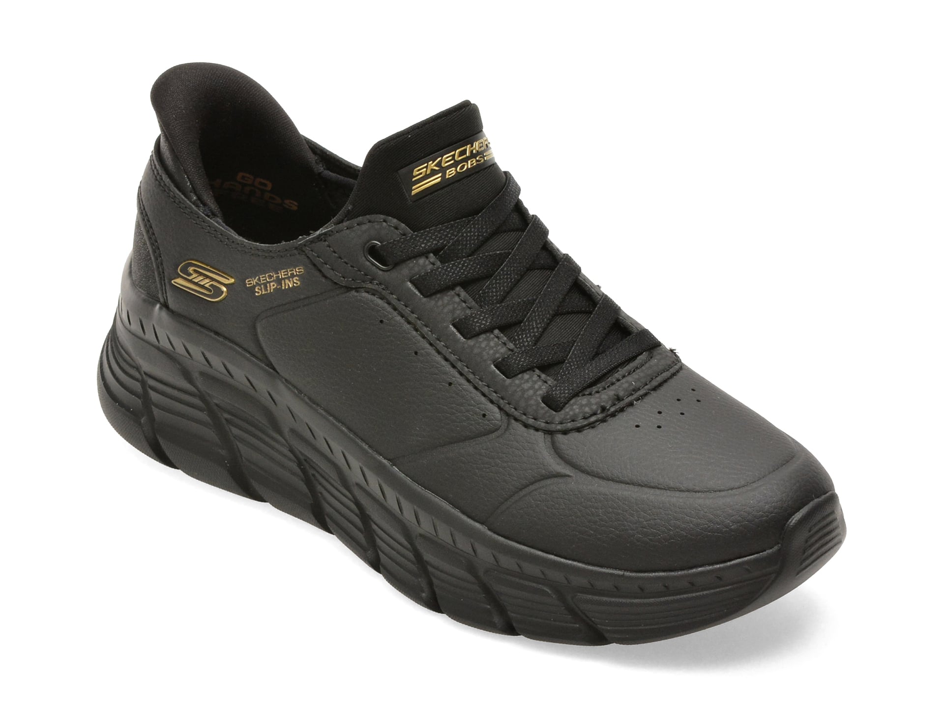 Pantofi sport SKECHERS negri, BOBS B FLEX HI, din piele ecologica