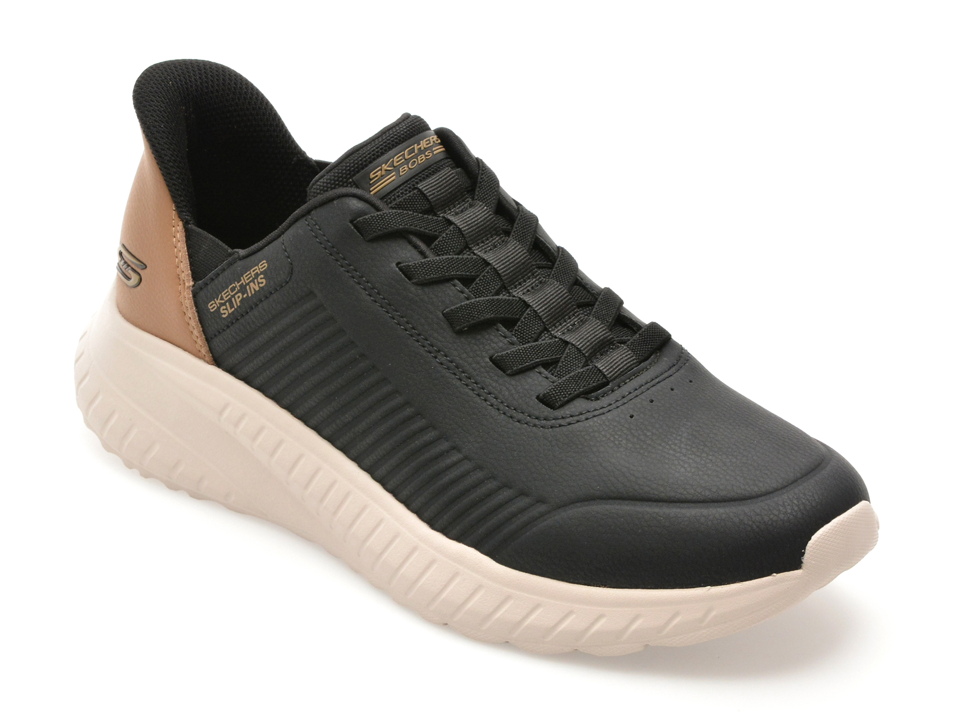 Pantofi sport SKECHERS negri, BOBS SQUAD CHAOS, din piele ecologica