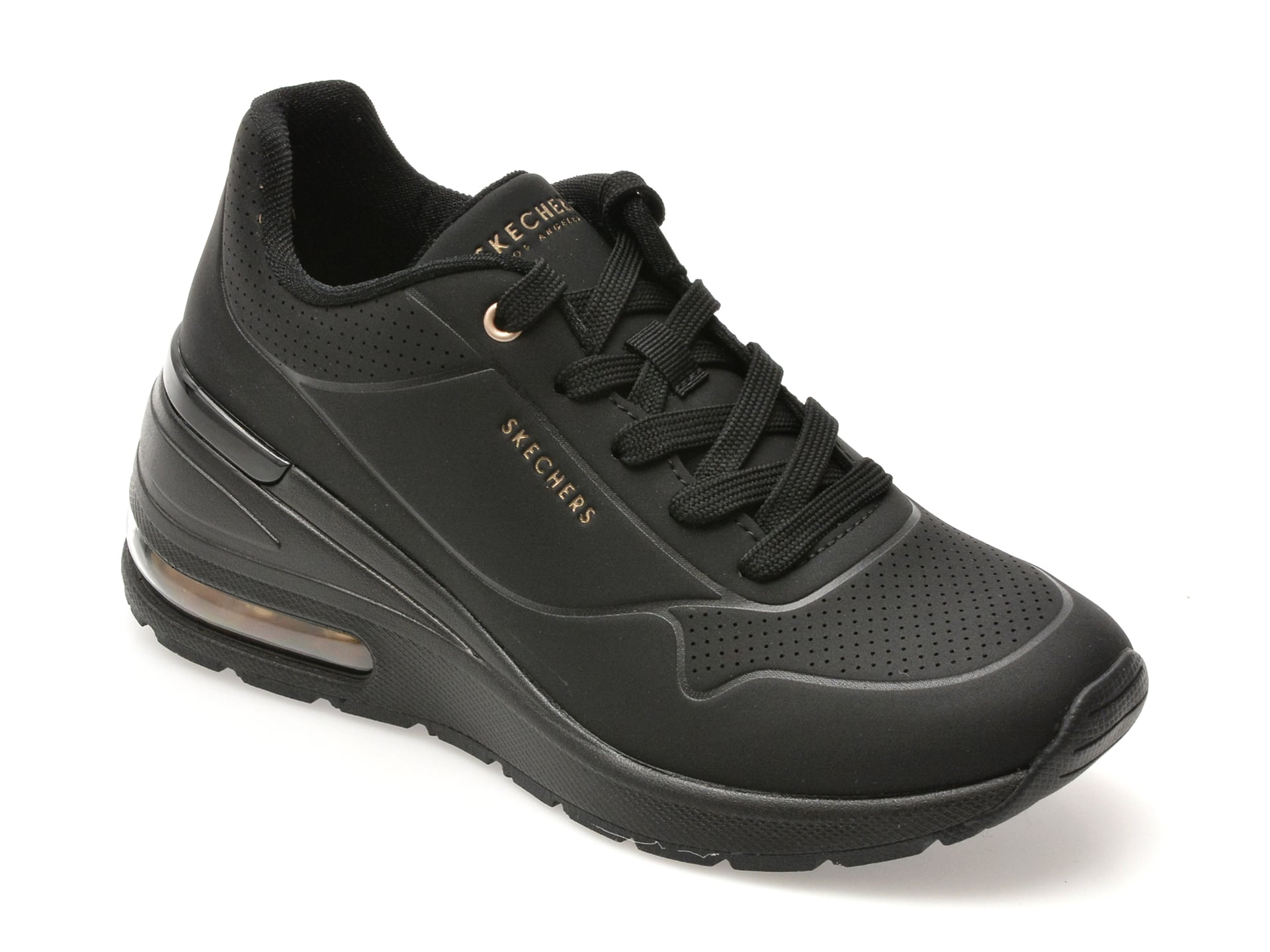 Pantofi sport SKECHERS negri, MILLION AIR, din piele ecologica