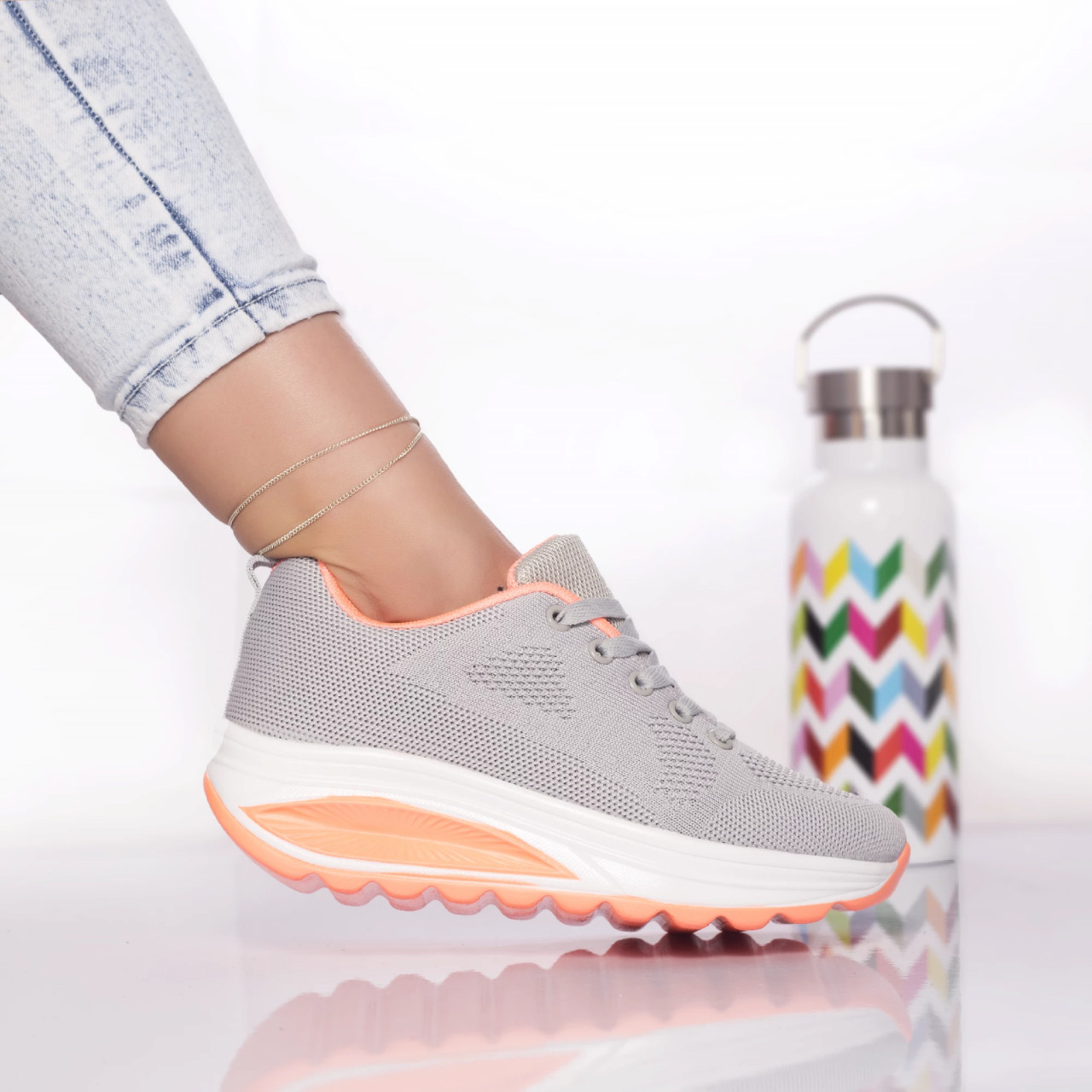 Pantofi sport textil gri anastasy - poza 3