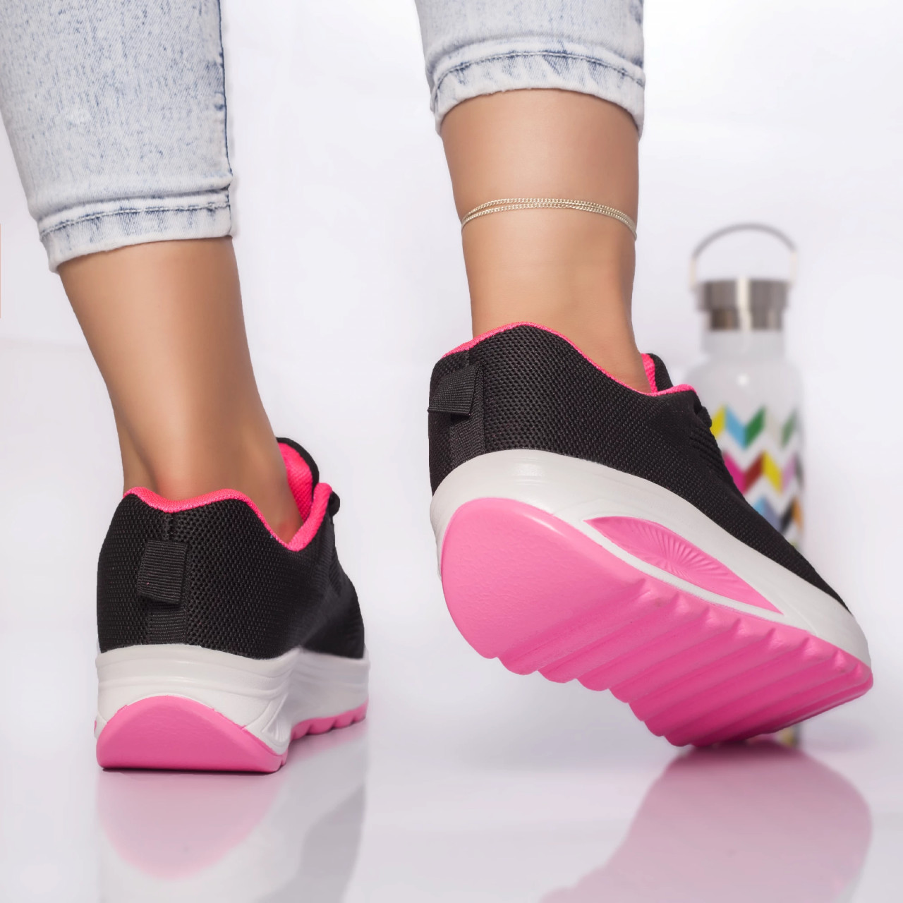 Pantofi sport textil negru-roz anastasy - poza 4
