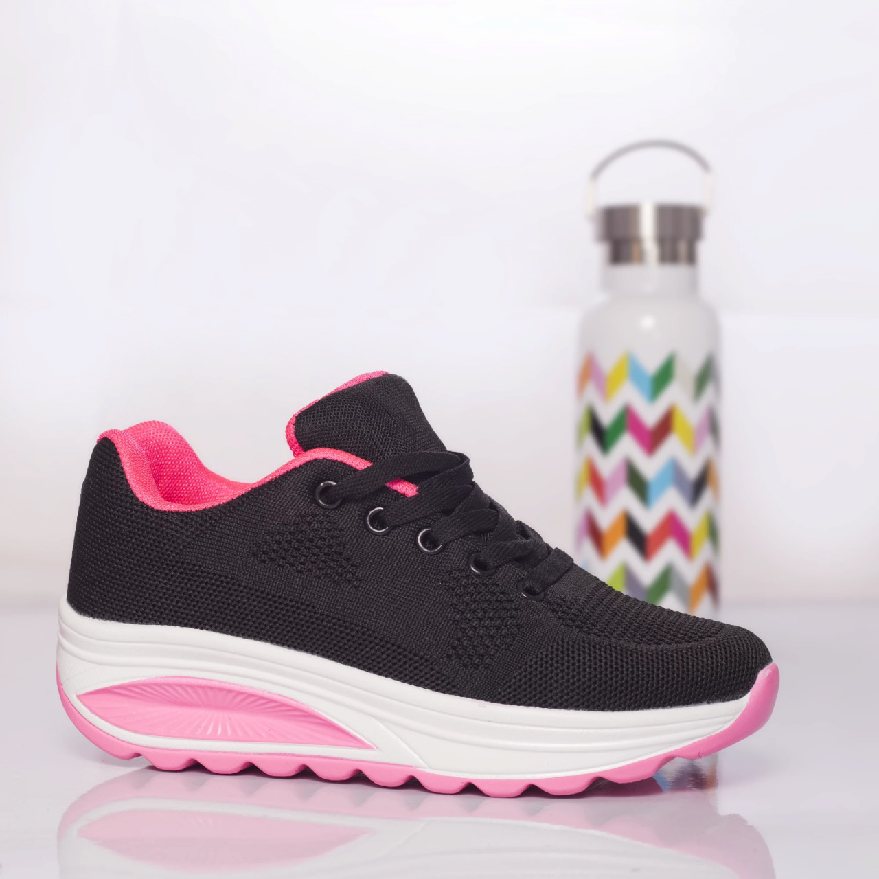 Pantofi sport textil negru-roz anastasy - poza 5