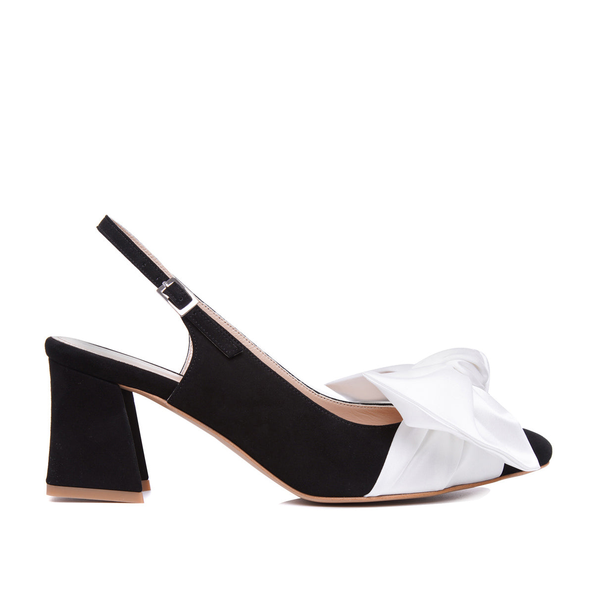 Pantofi Vesa, Piele Intoarsa, Negru/Alb - 42 / 8cm