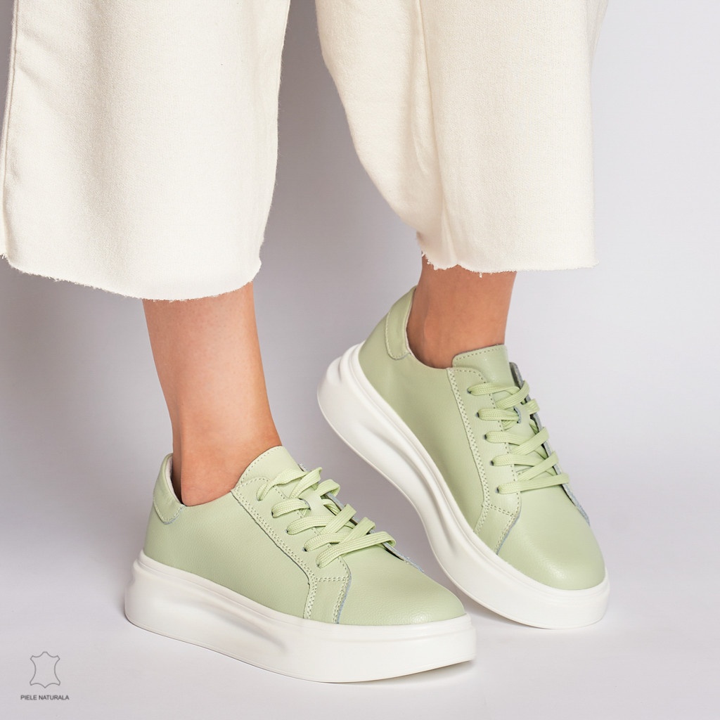 Pantofii casual de dama din piele naturală cu șiret comozi și versatili CRL1447