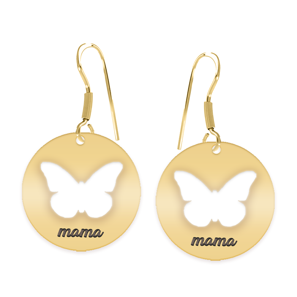 Papilio - Cercei personalizati banut cu fluturas decupat din argint 925 placat cu aur galben 24K
