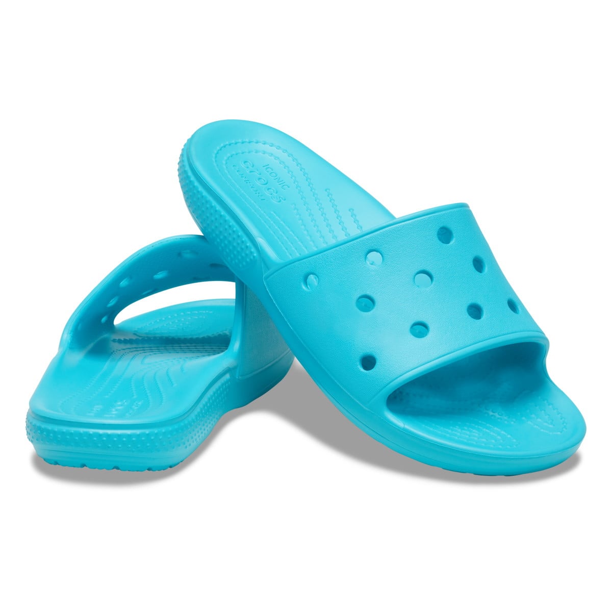 Papuci Classic Crocs Slide Iconic Crocs Comfort Albastru deschis - Digital Aqua - poza 4