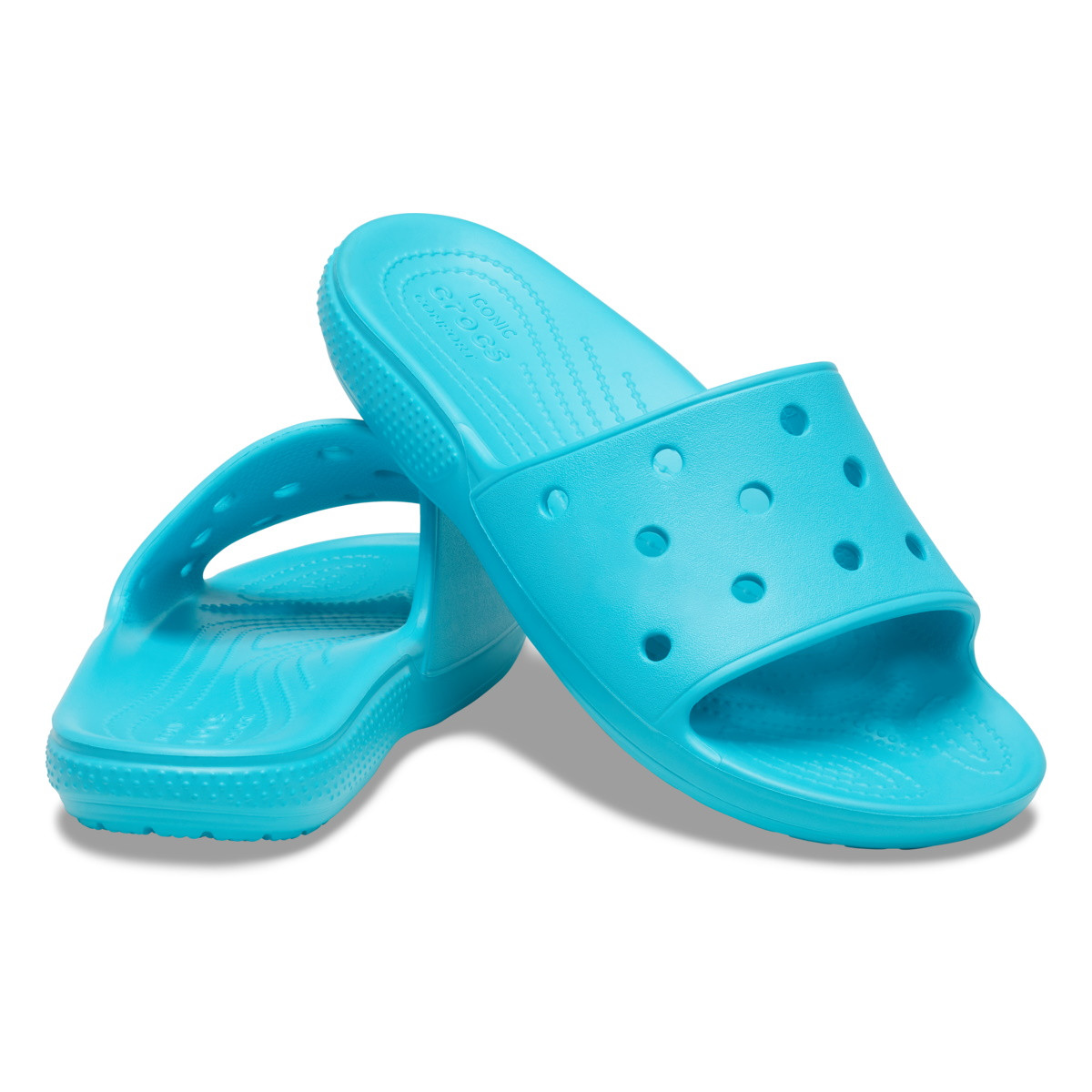 Papuci Classic Crocs Slide Iconic Crocs Comfort Albastru deschis - Digital Aqua - poza 4