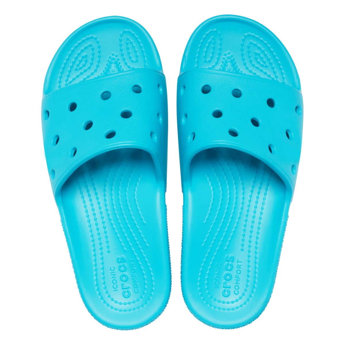 Papuci Classic Crocs Slide Iconic Crocs Comfort Albastru deschis - Digital Aqua - poza 5