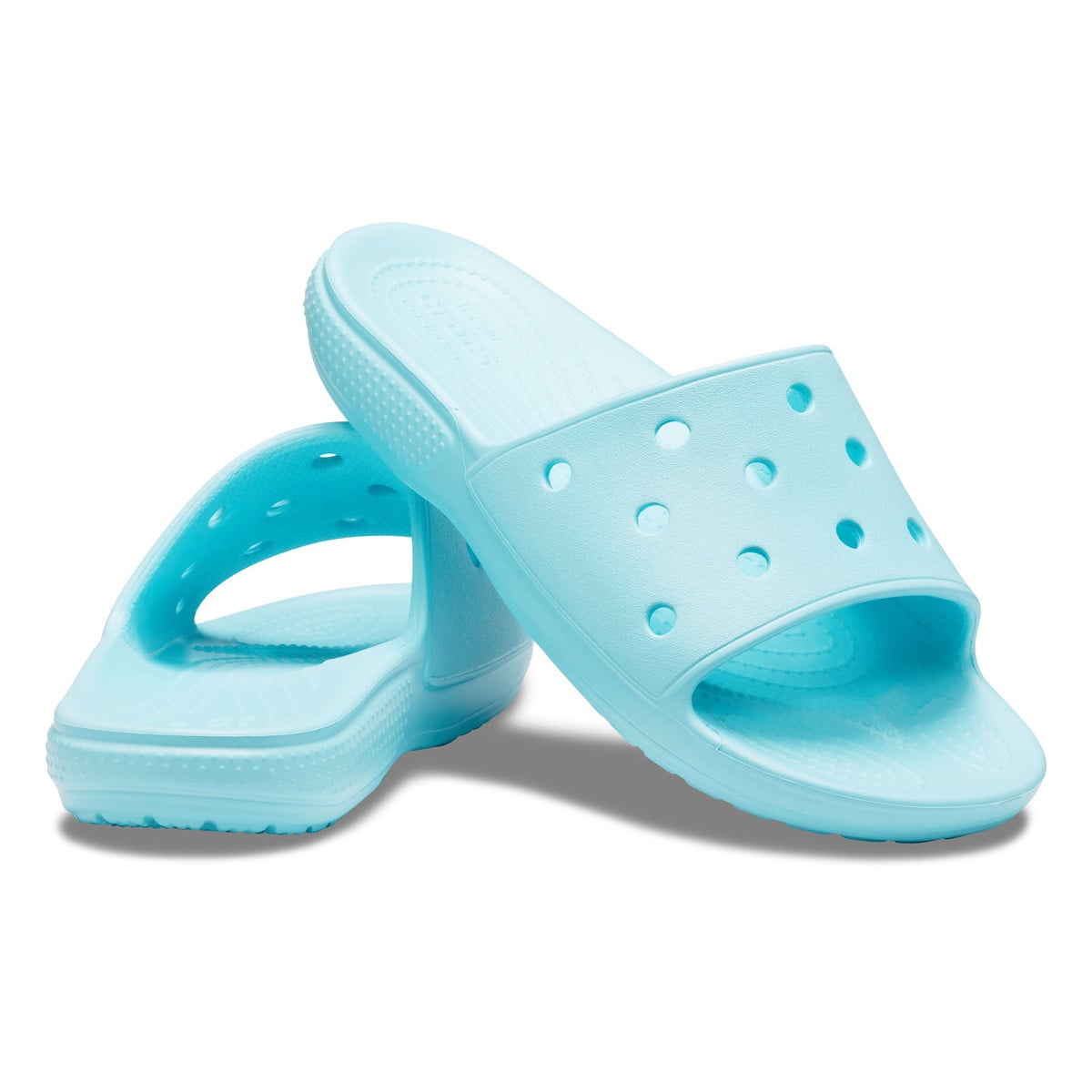 Papuci Classic Crocs Slide Iconic Crocs Comfort Albastru deschis - Ice Blue - poza 4