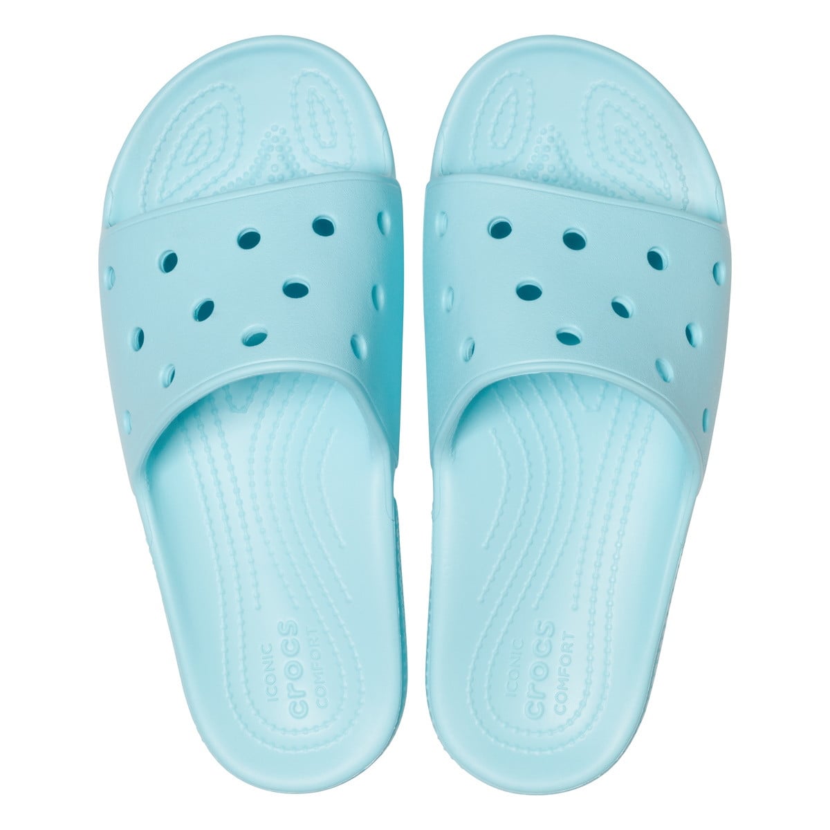 Papuci Classic Crocs Slide Iconic Crocs Comfort Albastru deschis - Ice Blue - poza 5