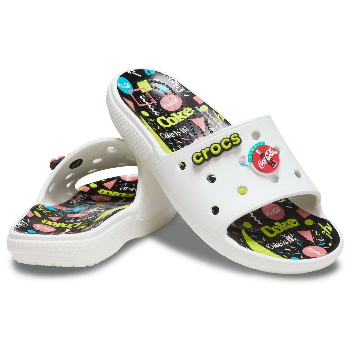 Papuci CocaCola X Classic Crocs 90s Slide Alb - White/Multi - poza 3