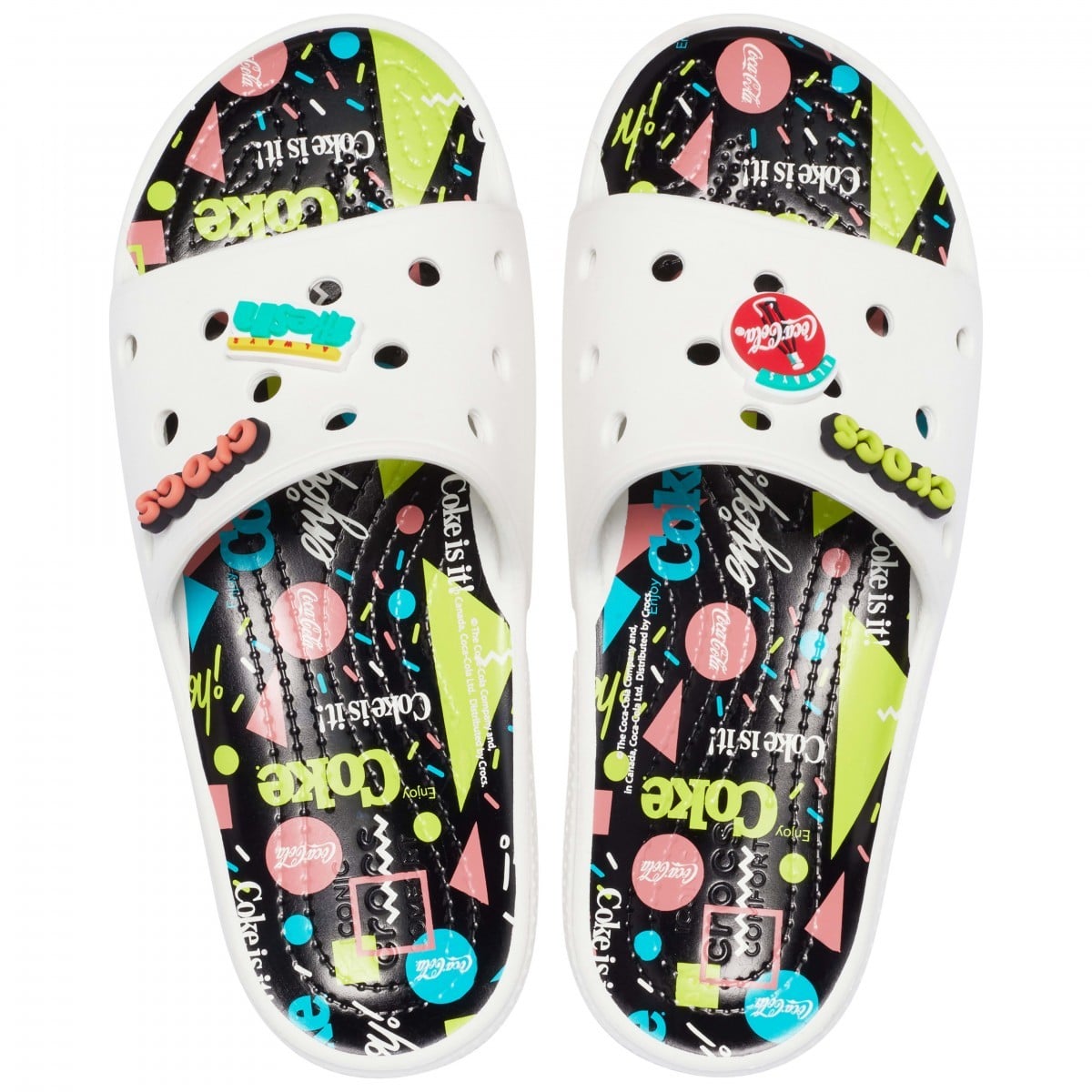 Papuci CocaCola X Classic Crocs 90s Slide Alb - White/Multi - poza 4
