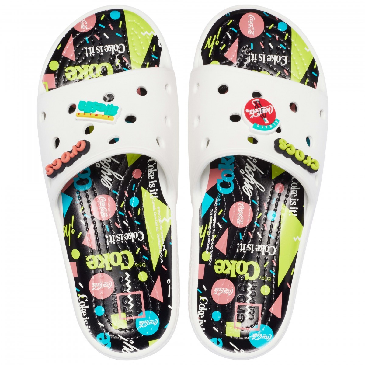 Papuci CocaCola X Classic Crocs 90s Slide Alb - White/Multi - poza 4