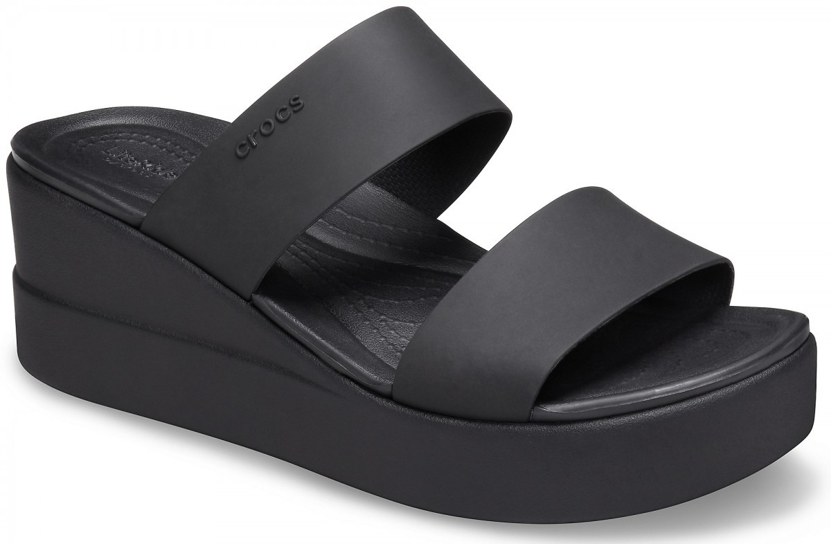 Papuci Crocs Brooklyn Mid Wedge Negru - Black/Black - poza 2