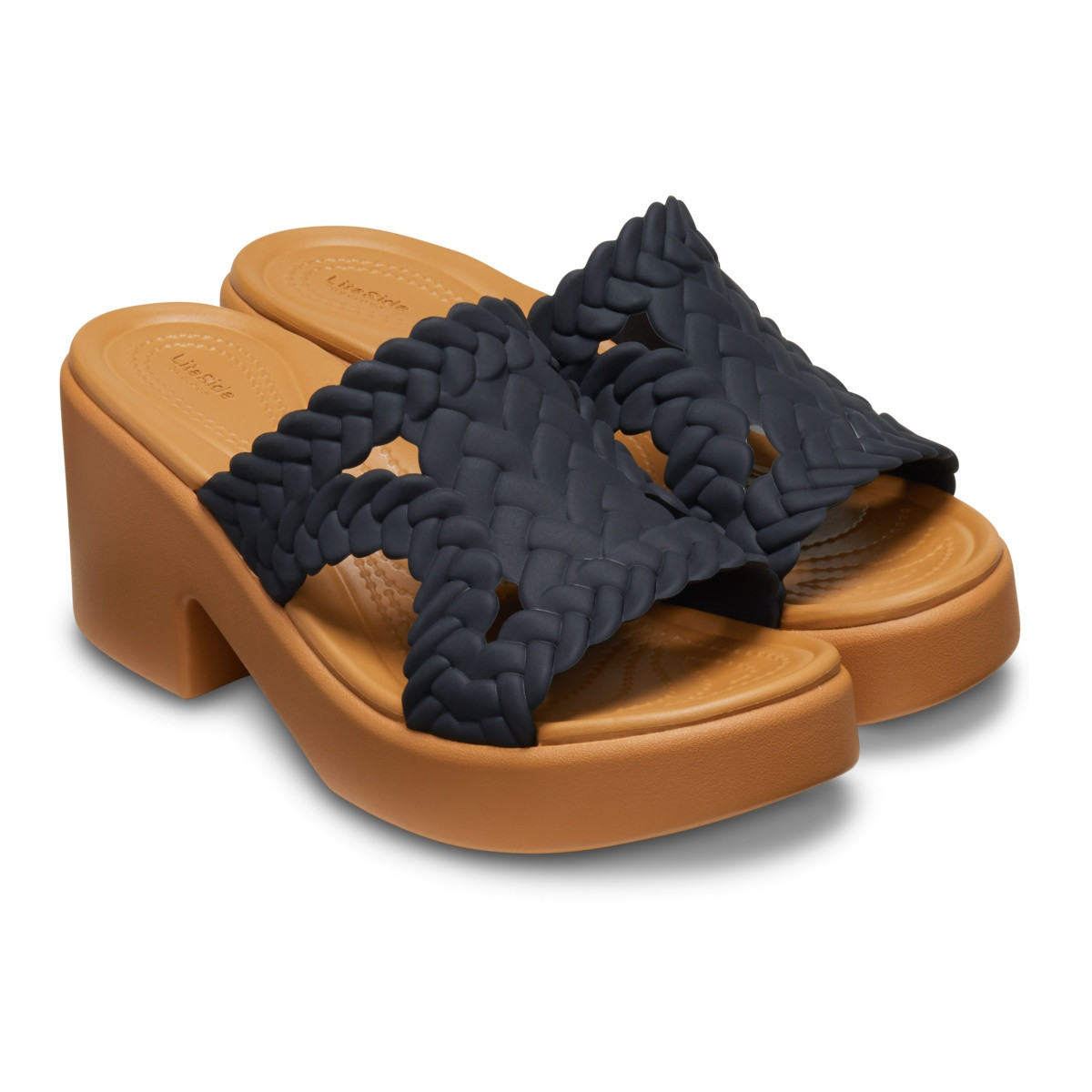 Papuci Crocs Brooklyn Woven Slide Heel Negru - Black - poza 4