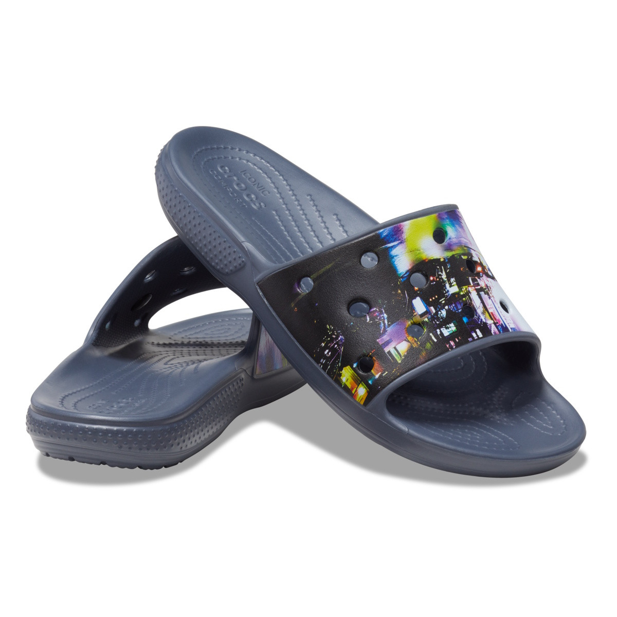 Papuci Crocs Classic Crocs Meta Scape Slide Negru - Black/Multi - poza 4
