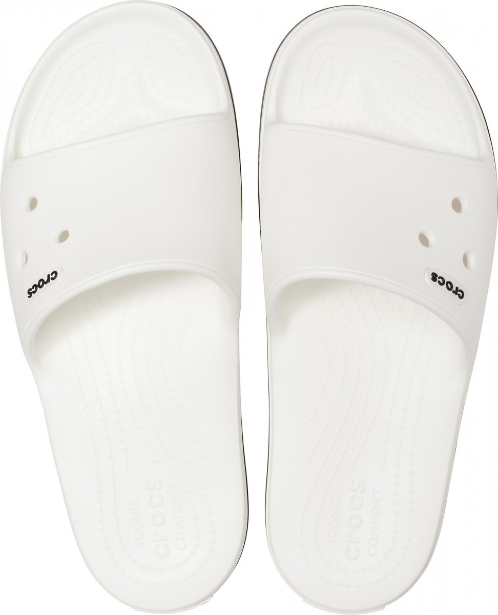 Papuci Crocs Crocband III Slide Alb - White/Black - poza 3