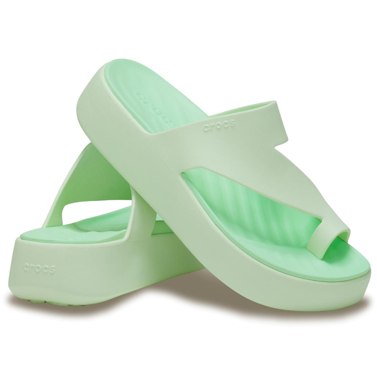 Papuci Crocs Getaway Platform Toe Loop Verde - Jade Tint - poza 4