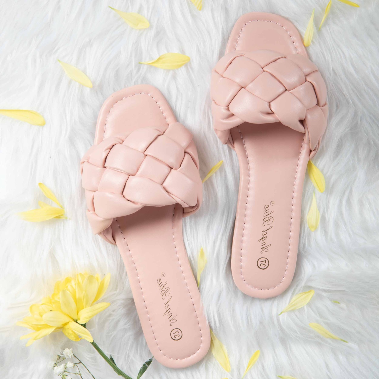 Papuci dama din Piele Ecologica roz CRL0151
