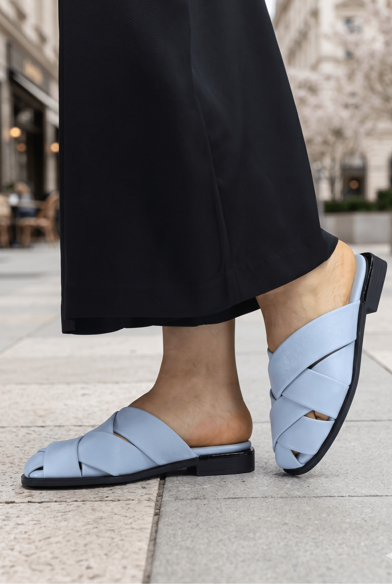 Papuci Dama din Piele Naturala Negri - Toscana BLU
