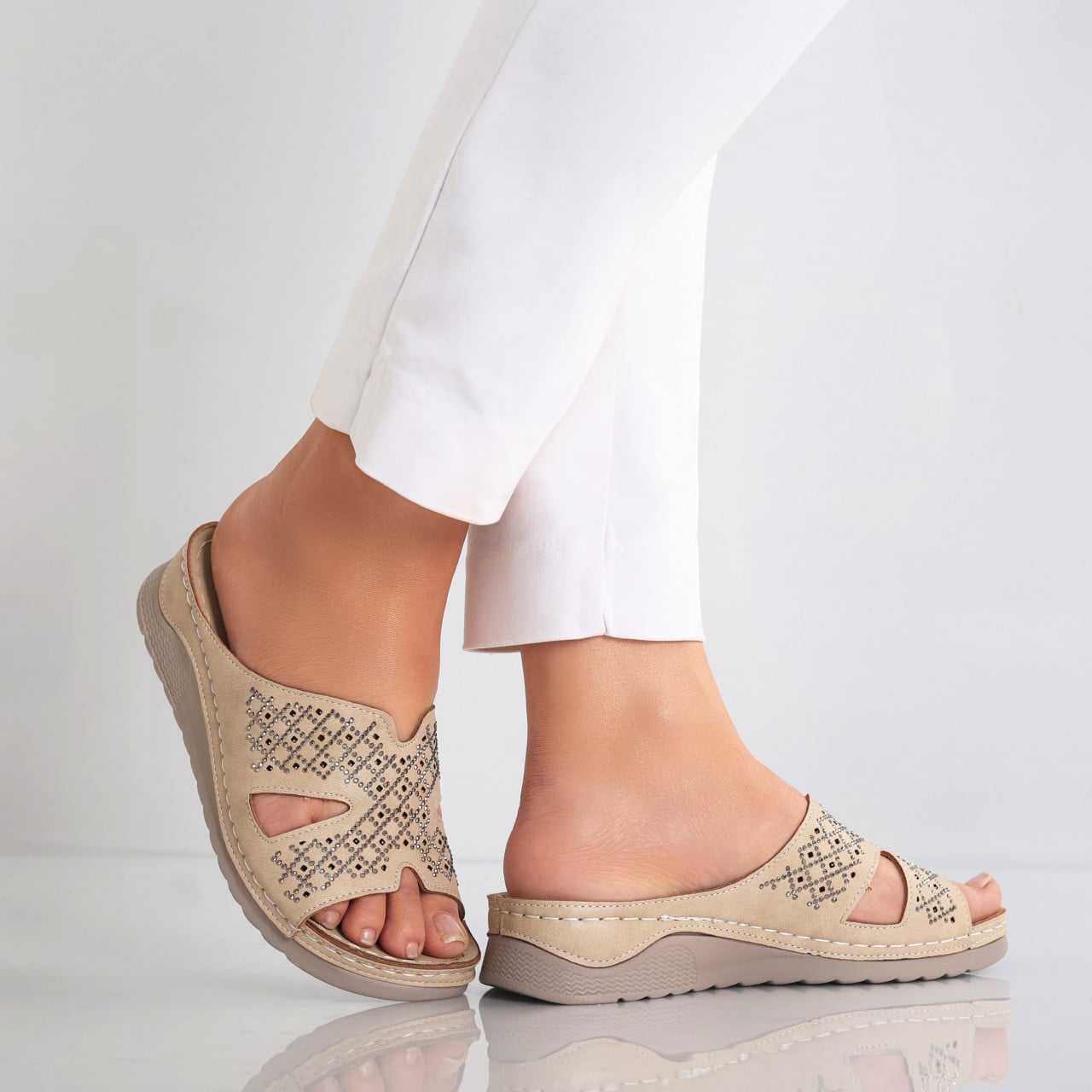 Papuci dama Kaki din Piele Ecologica Ifari - poza 1