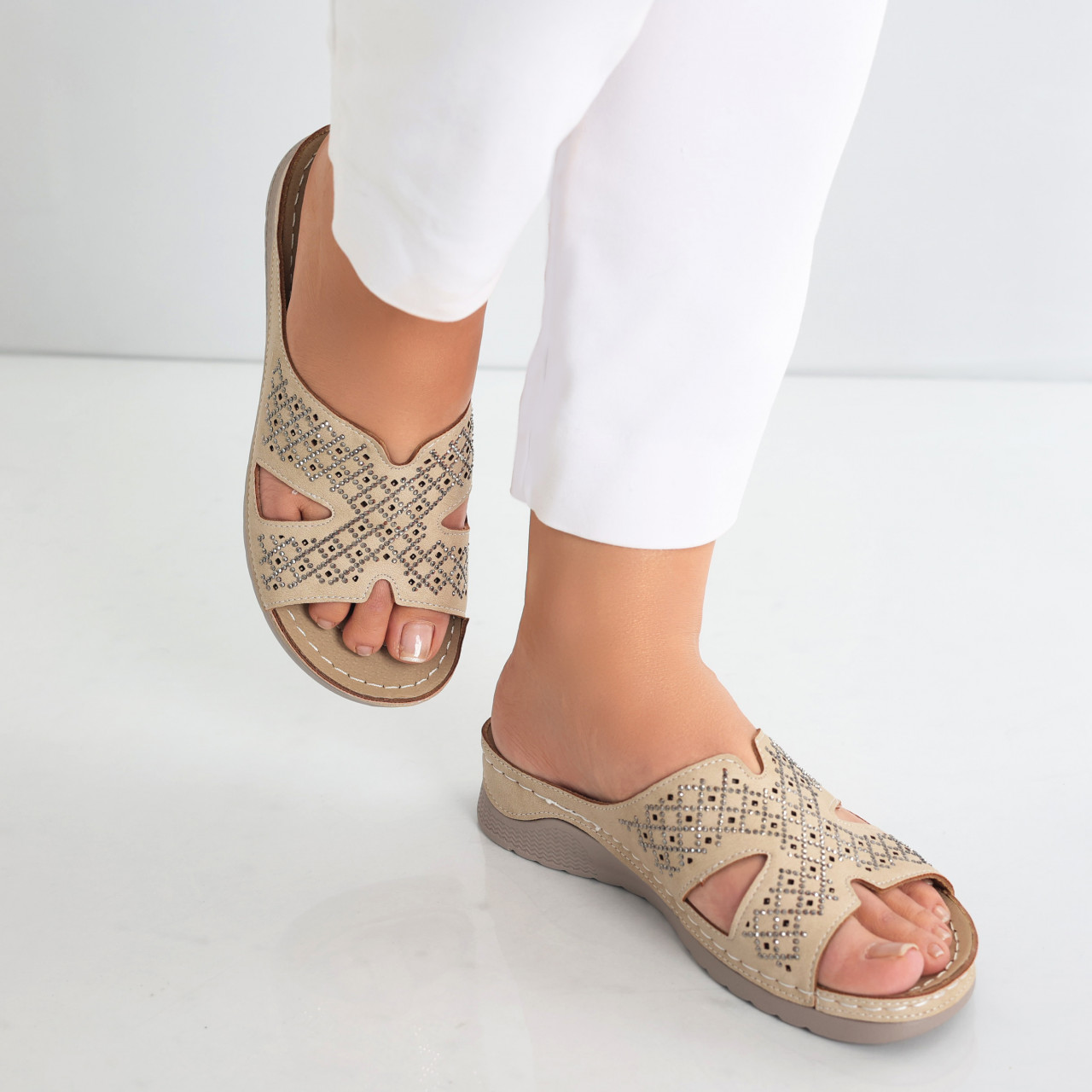 Papuci dama Kaki din Piele Ecologica Ifari - poza 4