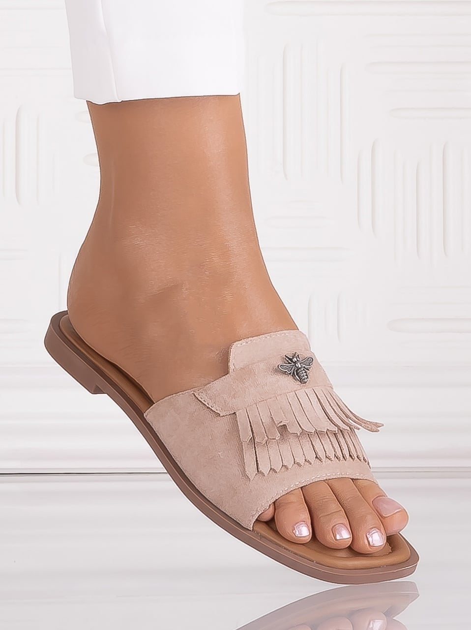 Papuci dama Kaki din Piele Întoarsa Ecologica Roese - poza 1