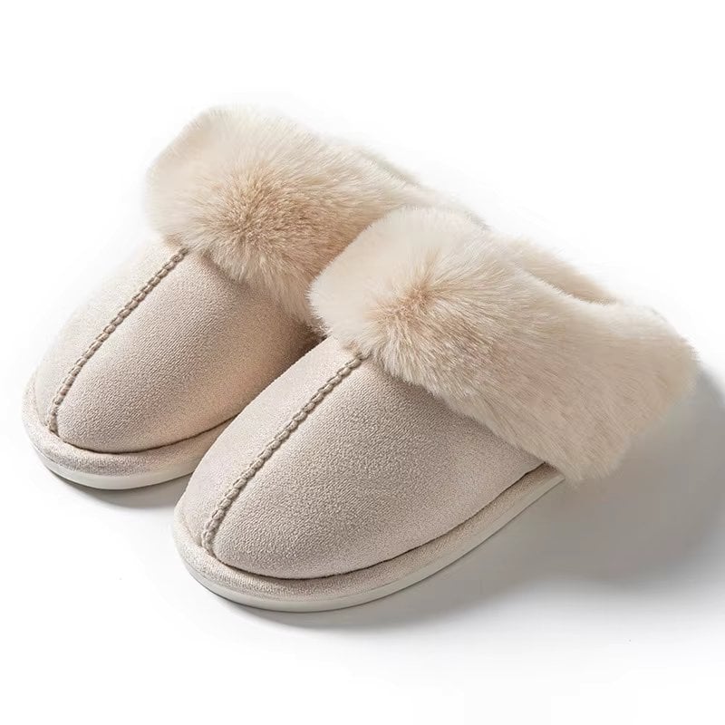 Papuci de casa pentru femei PC004, FluffyFeet, Crem - poza 1
