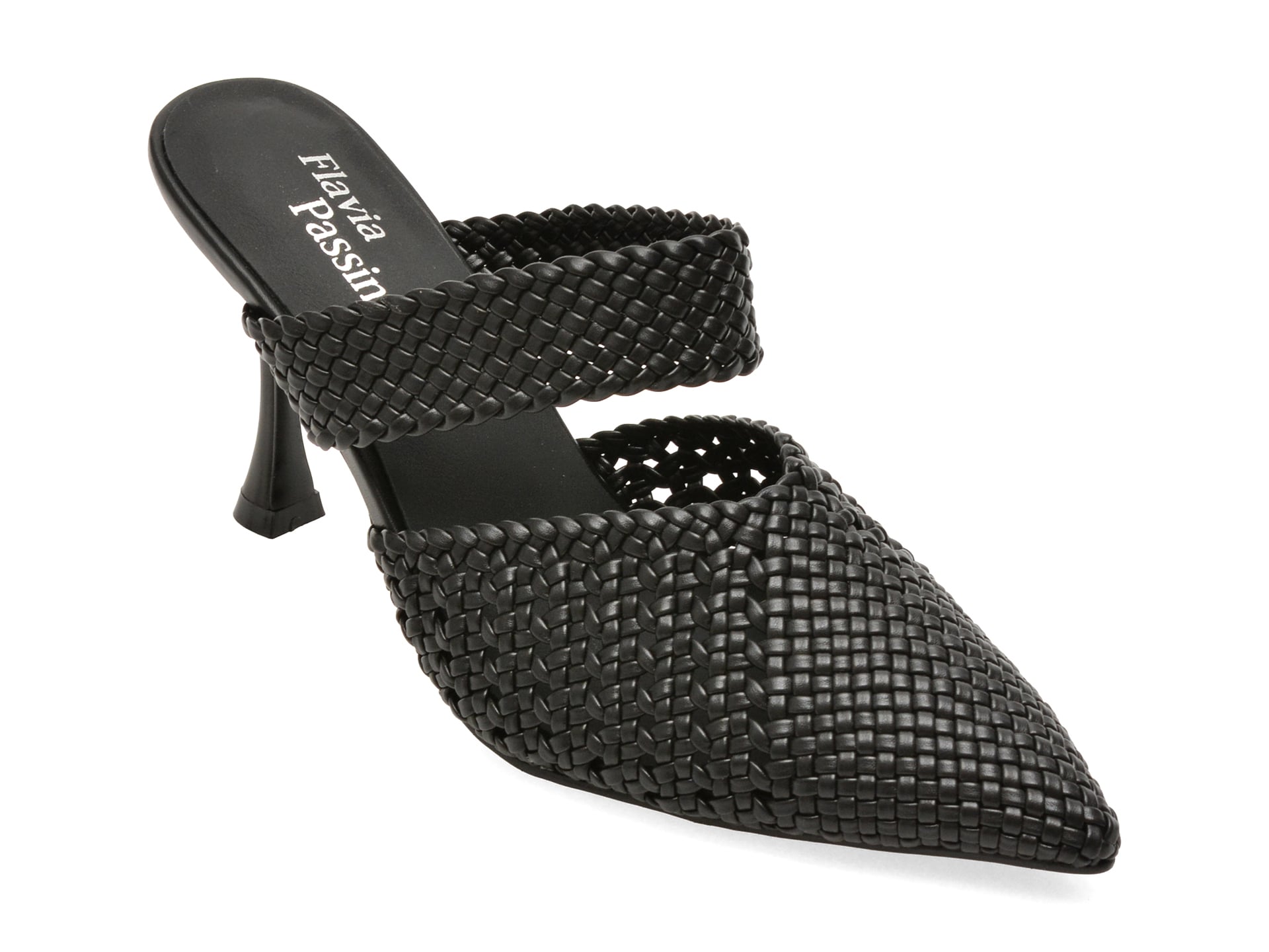 Papuci eleganti FLAVIA PASSINI negri, Q4068, din piele ecologica