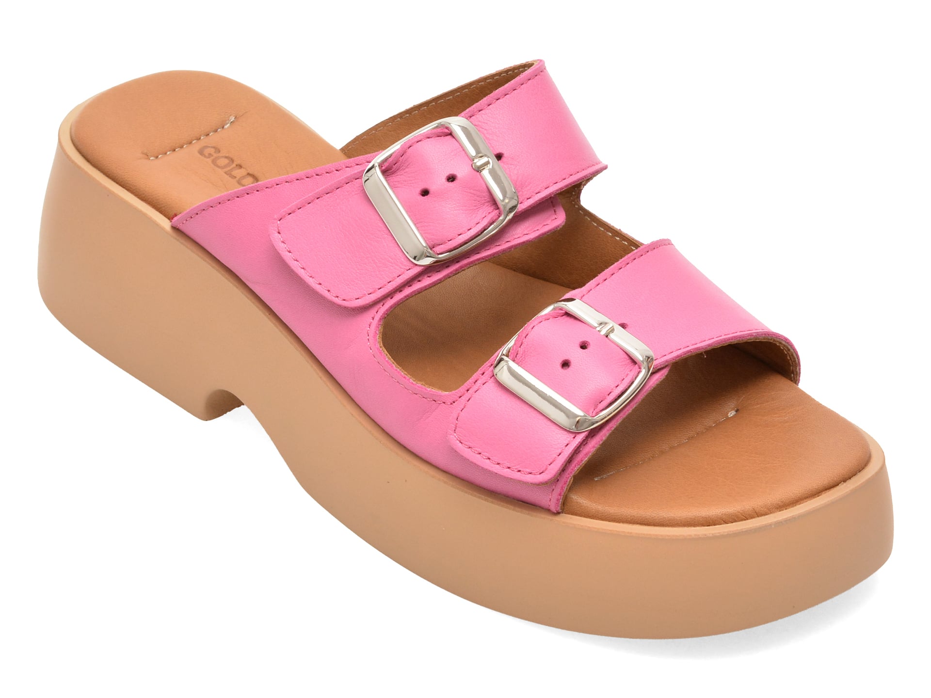 Papuci GOLD DEER fucsia, 13228, din piele naturala