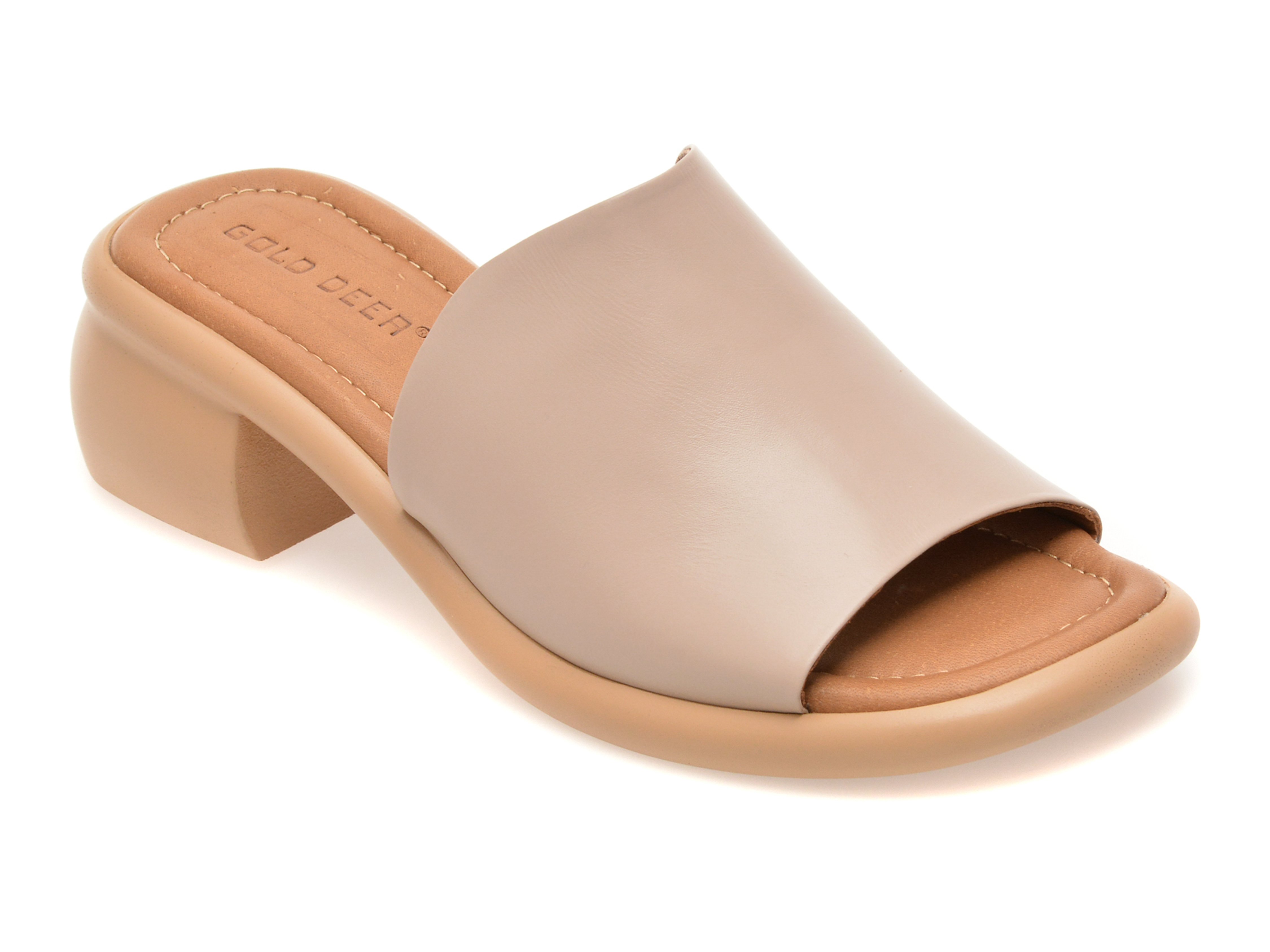 Papuci GOLD DEER gri, 22062, din piele naturala