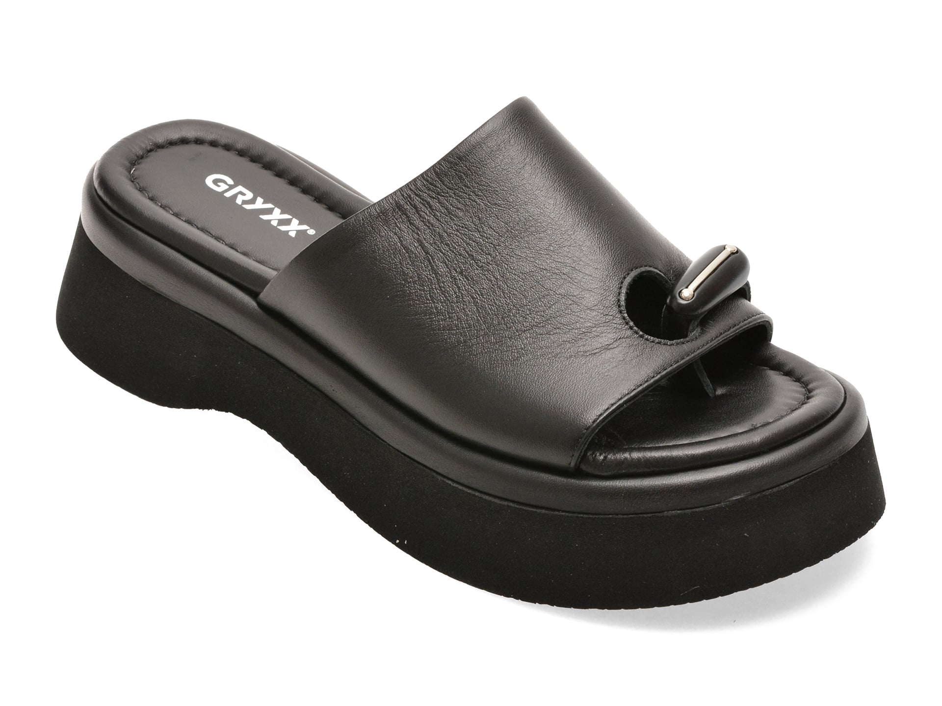 Papuci GRYXX negri, 4714750, din piele naturala