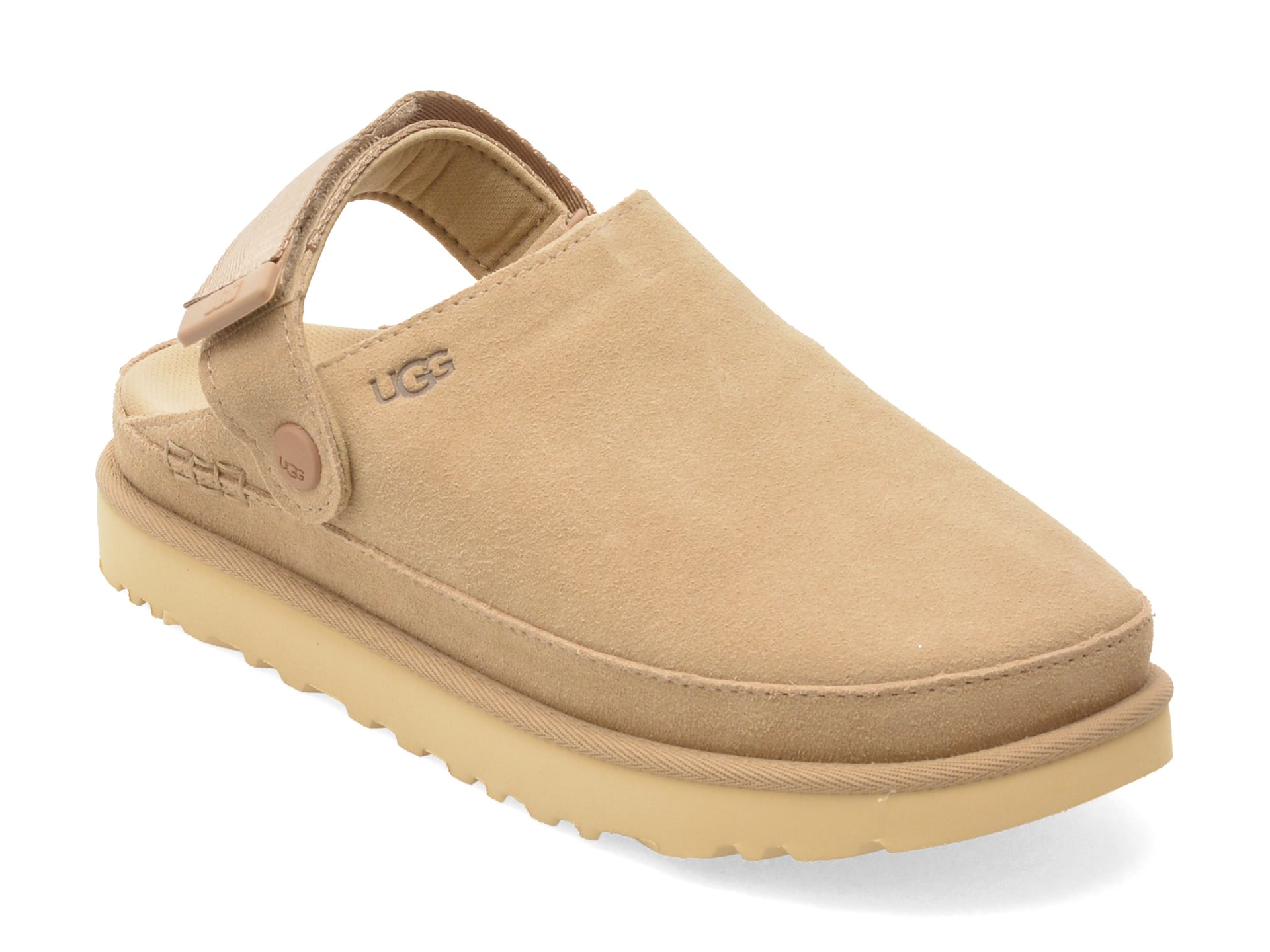 Papuci UGG gri, GOLDEN STAR CLOG, din piele intoarsa
