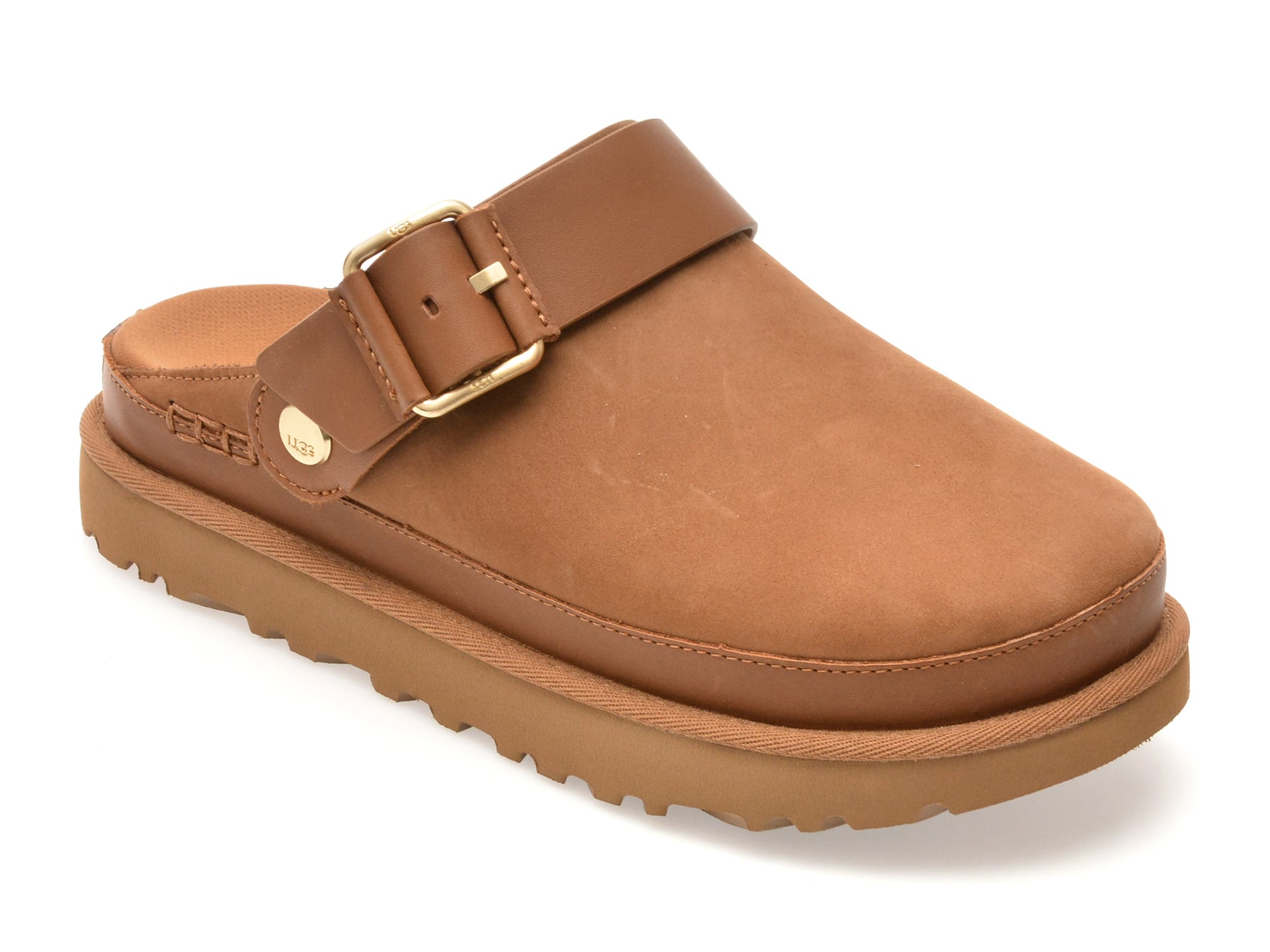 Papuci UGG maro, GOLDENSTAR VILLA CLOG, din nabuc