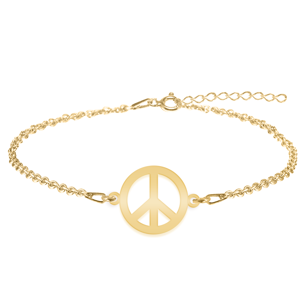 Peace - Bratara personalizata semnul pacii din argint 925 placat cu aur galben 24K