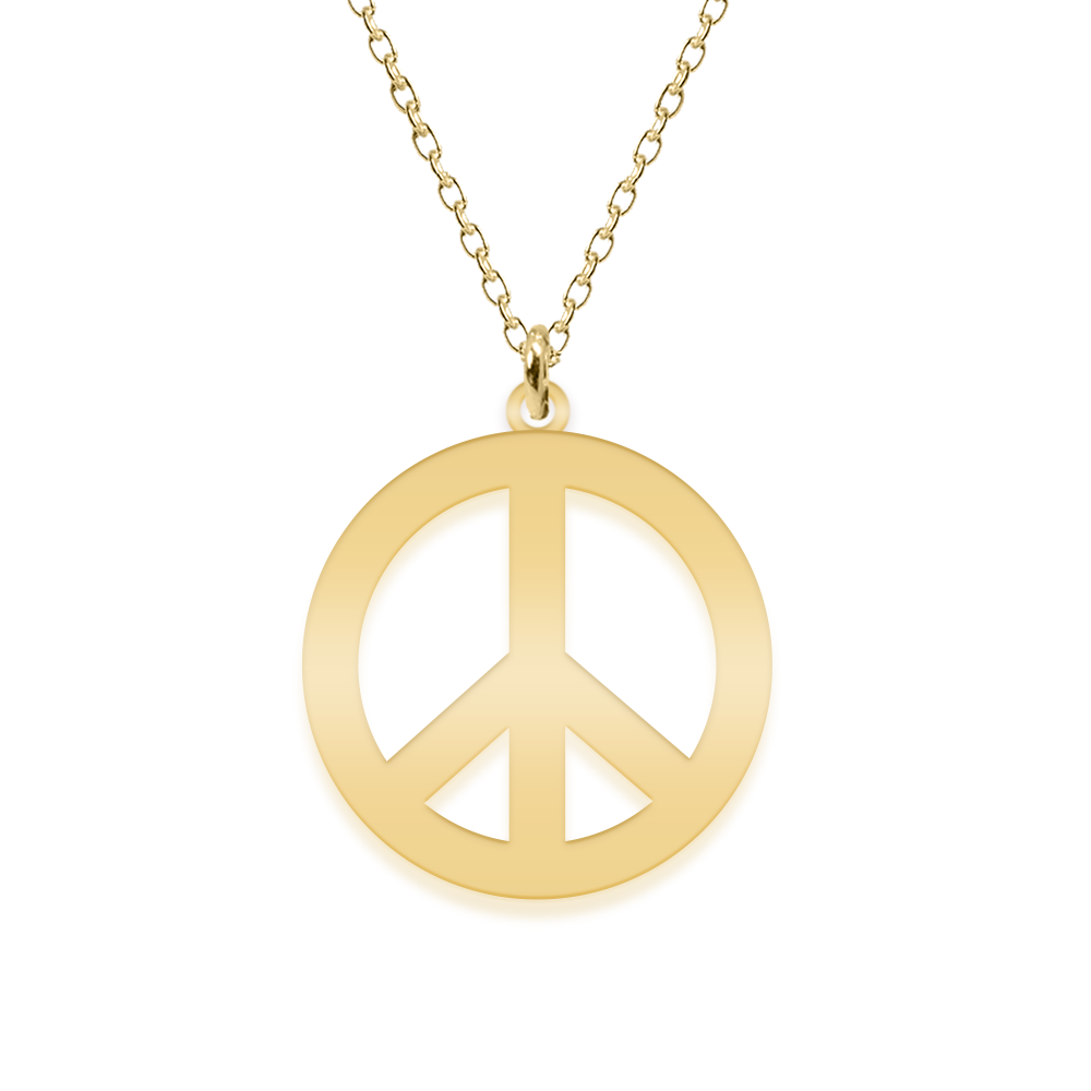 Peace - Colier personalizat semnul pacii din argint 925 placat cu aur galben 24K