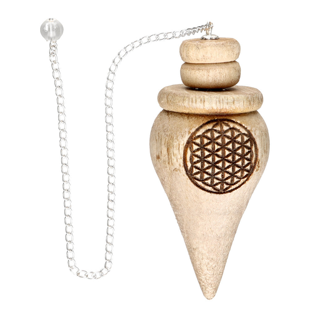Pendul Karnak din lemn – Flower of Life, 7 cm