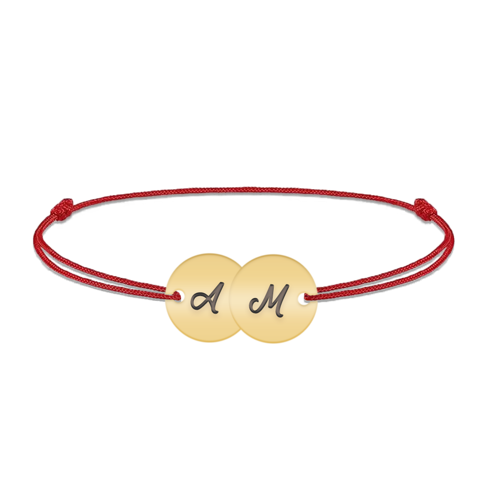 Penny - Bratara personalizata snur doi banuti din argint 925 placat cu aur galben 24K